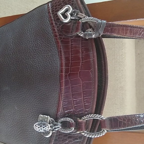 Brighton Two Tone Brown Shoulder Purse. - Picture 2 of 8